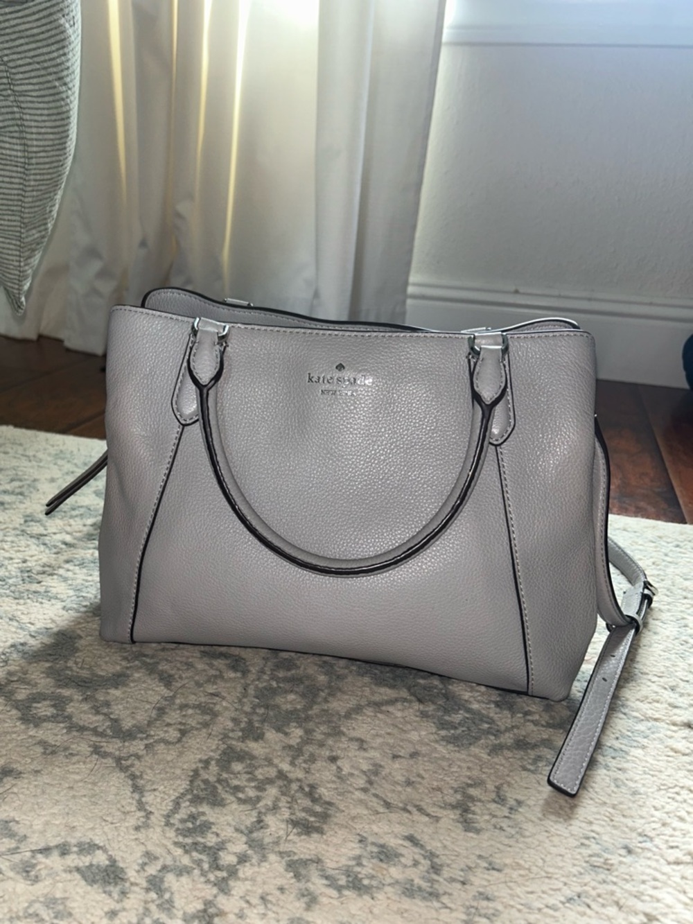 Kate Spade Leather Satchel in Light Gray